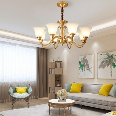 8 Lights LED Chandelier Light Modern Style Metal Glass Pendant Light for Living Room