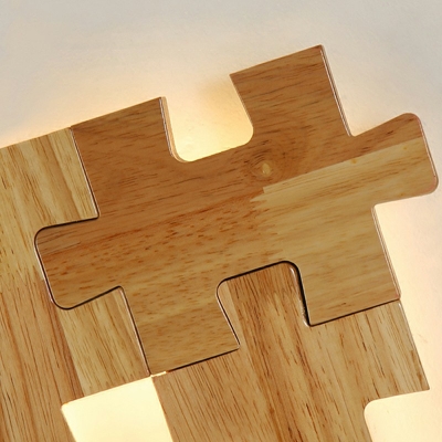 Japanese Style LED Wall Sconce Modern Style Wood Acrylic Puzzle Shaped Wall Light for Bedside Stairs