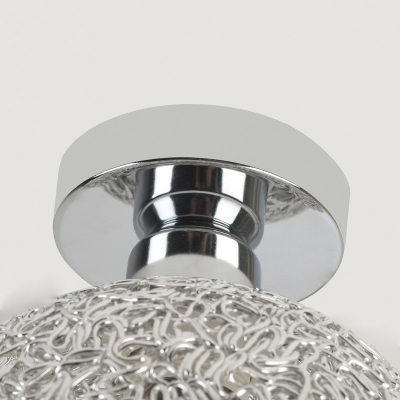 Light Fixtures Ceiling Silver Globe Industrial Semi-Flush Ceiling Mount Light for Bedroom