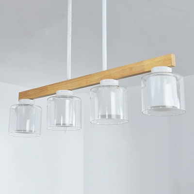 Minimalism Island Lighting 4 Head Glass Chandelier Lamp for Bar Dining Room