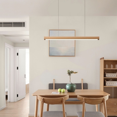 Minimalist Solid Wood Hanging Ceiling Lamp Linear Island Chandelier Light