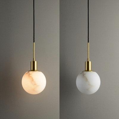 Modern and Simple Pendant Light Nordic Style Minimalism Globe Stone LED Hanging Light for Bedside