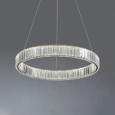Modern Pendants Light Round Crystal Modern Simplicity Living Room Hanging Light Fixtures in Gold and Silver