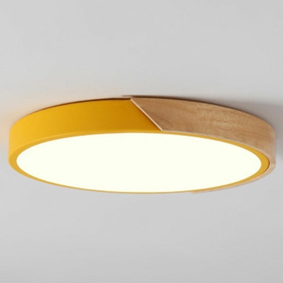 Modern Style LED Flushmount Light Nordic Style Macaron Metal Wood Acrylic Celling Light for Bedroom