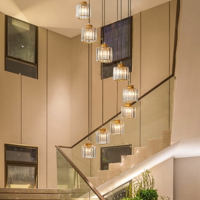 Modern Style Multi Light Pendant 9 Head Multi-Light Pendant Light for Stairs Living Room