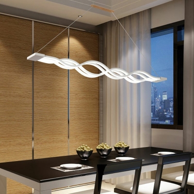 White Linear Island Lighting Modern LED Light Minimalism Hanging Pendant Lights for Living Room