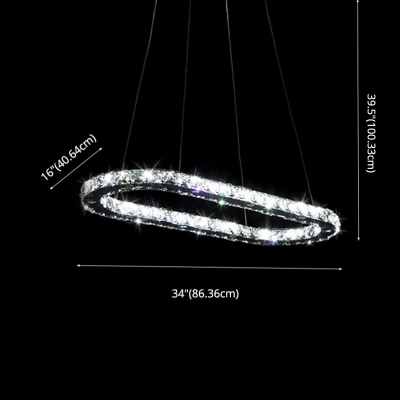 1 Light Hanging Lamp Kit Modern Style Circle Shape Crystal Wrapped ​Chandelier Lighting Fixtures