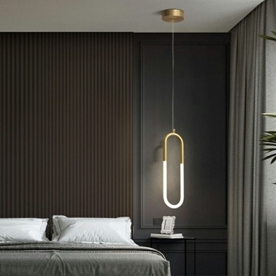 1-Light Hanging Light Kit Modern Style Rectangular ​Shape Metal Pendant Ceiling Lights