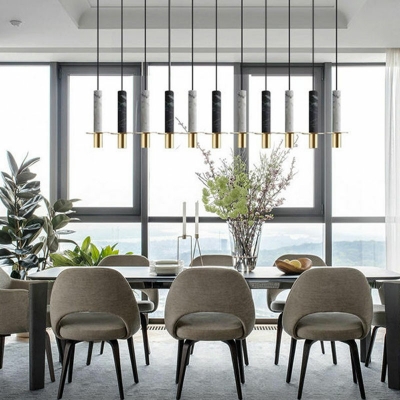 1 Light Linear Shade Hanging Light Modern Style Stone Pendant Light for Living Room