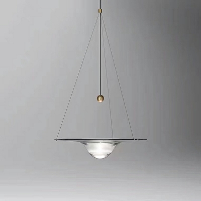 1-Light Pendant Lighting Modern Style Disk Shape Smoke Glass Hanging Light Kit