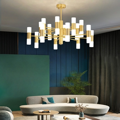 32 Lights LED Pendant Light Postmodern Style Metal Acrylic Cylinder Chandelier Light for Living Room