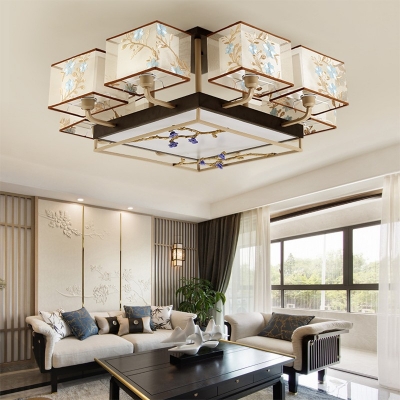 8 Lights LED Flushmount Light Chinese Style Cloth Celling Light for Living Room