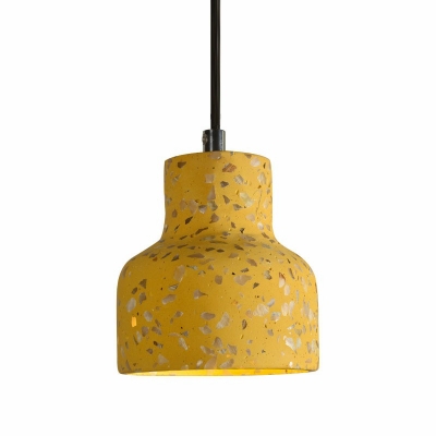 Cement Shade Pendant Light Fixtures Contemporary 1 Light Simplicity Hanging Light for Living Room
