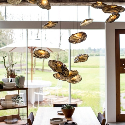 Contemporary Irregular Hanging Light Hand Blown Glass Pendant Light