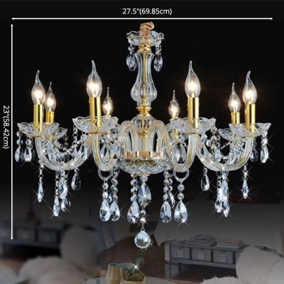 European Style Chandelier 8 Head Candle Shape Ceiling Chandelier for Bedroom Living Room