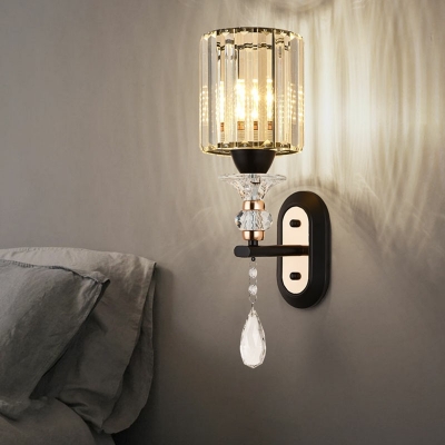 Metal Glass LED Wall Sconce Nordic Style Crystal Retro Wall Light for Bedside