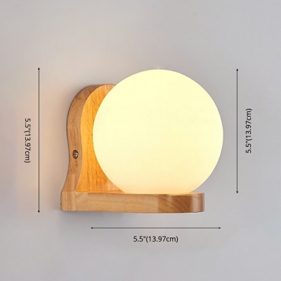 Modern Simple Wooden Glass Warm Wall Sconce Light for Bedroom Study and Aisle