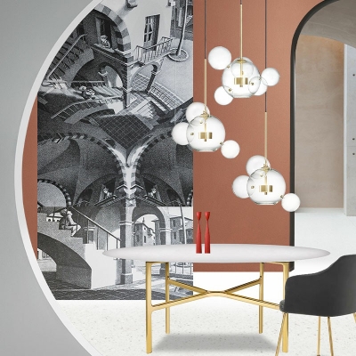 Nordic Irregular Spherical Pendant Lighting Transparent Glass Lampshade Ceiling Pendant