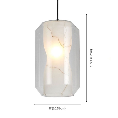 1 Light Lantern Shade Hanging Light Modern Style Glass Pendant Light for Dinning Room