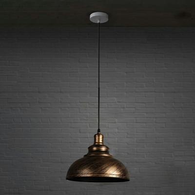 1-Light Pendant Light Fixture Factory Style Bowl ​Shade ​Metal Hanging Lights