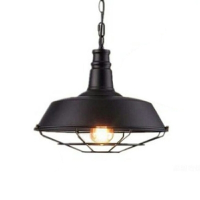 1-Light Pendant Lighting Weathered Industrial Style Wire Cage Shape Metal Ceiling Light