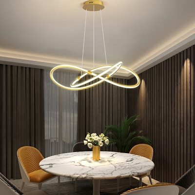 2-Light Chandelier Lighting Fixtures Minimal Style Twist ​Shape Metal Hanging Pendant Lights
