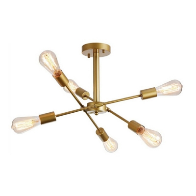 6-Light Chandelier Pendant Light Vintage Style Swirl Shape Metal Drop Lamp