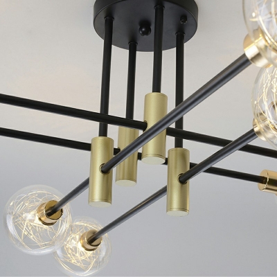 8 Light Hanging Chandelier Modern Style Global Shape Glass Suspension Light