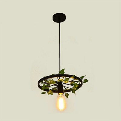 Black Commercial Pendant Lighting Plants Wheel Industrial-Style Hanging Ceiling Light Fixtures