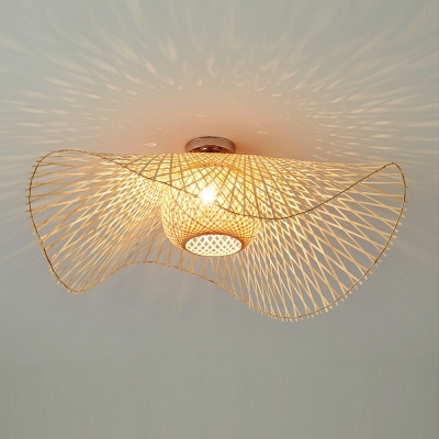 Creative Bamboo Weaving Decorative Ceiling Light for Restaurant Hallway and Bedroom