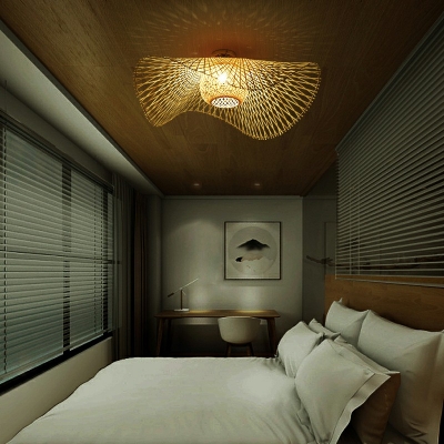Creative Bamboo Weaving Decorative Ceiling Light for Restaurant Hallway and Bedroom