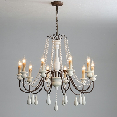 French Retro Chandelier 10 Head Ceiling Chandelier for Bedroom Dining Room Living Room