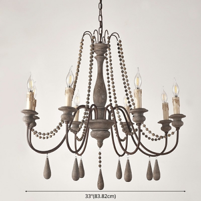 French Retro Chandelier 8 Head Ceiling Chandelier for Bedroom Dining Room