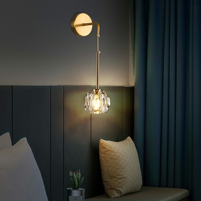 Globe Shade Pendant Light Modern Clear Crystal Glass Armed Brass Wall Mounted Lights for Bedroom
