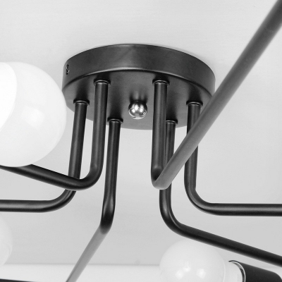 Industrial Flush Mount Ceiling Lights Sputnik Design Vintage Black Flush Chandelier Lighting