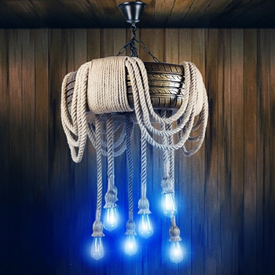 Industrial Rope Hanging Chandelier Lamp Rope Vintage Bar Suspension Chandelier Pendant Light