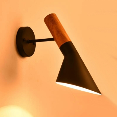 Industrial Style LED Wall Sconce Postmodern Style Minimalism Wood Metal Wall Light for Bedside