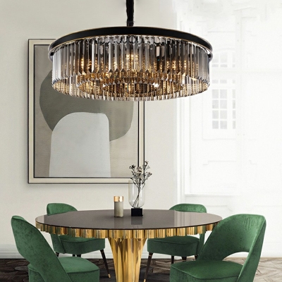 Modern Crystal Chandelier Round Prismatic Optical Crystal Ceiling Fixture