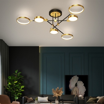Postmodern Style LED Chandelier Light 6 Lights Metal Acrylic Nordic Style Pendant Light for Living Room