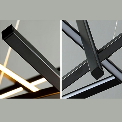 Postmodern Style Metal Pendant Light Linear Acrylic LED Chandelier Light for Dinning Room Living Room