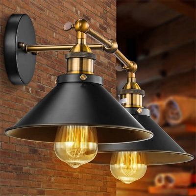 Retro Industrial Style Metal Wall Lamp 2 Lights for Bedroom Bedside Aisle and Study