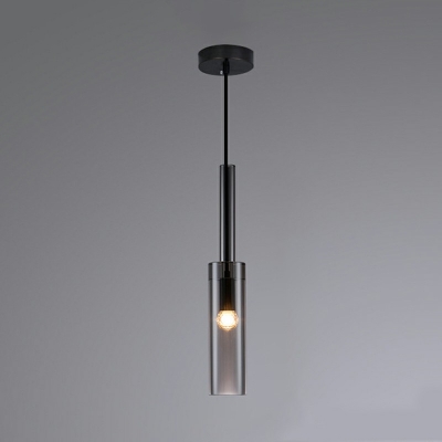 1 Light Small Pendant Lights Fixtures  Modern Simple Crystal Linear Hanging Light in Smoke Gray