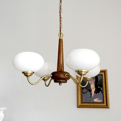 Traditional Chandelier Lighting Fixtures 4 Lights Wood and Metal Elegant Hanging Chandelier for Living Room