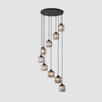 9 Lights Cluster Pendant Modern Iron and Crystal Shade Cluster Pendant Light for Kitchen