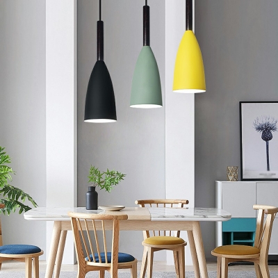 Bell 1 Light Nordic Style Modern Pendant Light Macaron Minimalism Hanging Lights Fixtures for Living Room 