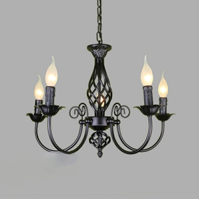 Candle Chandelier Light Fixture 5 Lights Modern Metal Shade Indoor Hanging Lamp