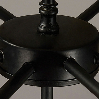 Circular Chandelier Roped Industrial Vintage 6 Lamps Black Chandelier Pendants Lighting Fixtures for Dinning Room
