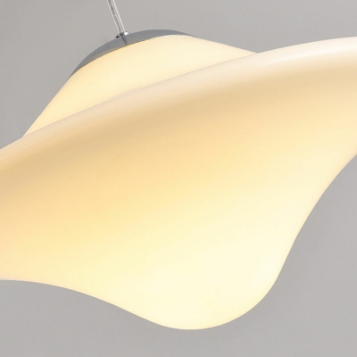 Contemporary Milk Glass Pendant Light Flying Saucer Hanging Ceiling Light