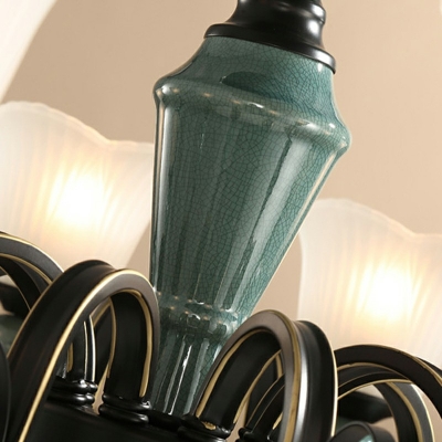 Flower Chandelier Light Fixture 8 Lights Modern Metal and Glass Shade Hanging Lamp