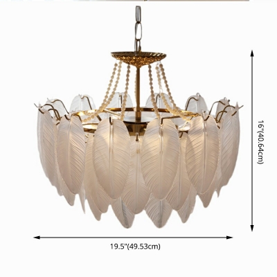 Glass Feather Chandelier Lighting Fixtures Modern Elegant Hanging Chandelier for Living Room